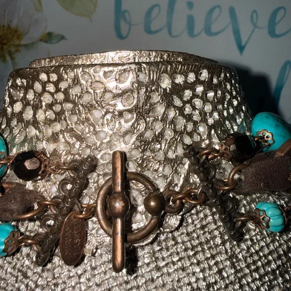 Miriam Haskell Turquoise and Brown Beaded Necklace - Picture 4 of 5